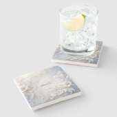 Dessous-de-verre En Pierre Dessous de verre Floral Blanc en pierre (Côté)