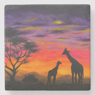 Dessous-de-verre En Pierre dessous de verre "Giraffe Sunset" de Gregg's Deep 