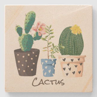 Dessous-de-verre En Pierre Dessous de verre personnalisé en pierre Cactus poi