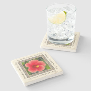 Dessous-de-verre En Pierre Dessous de verre photo en marbre avec hibiscus ora
