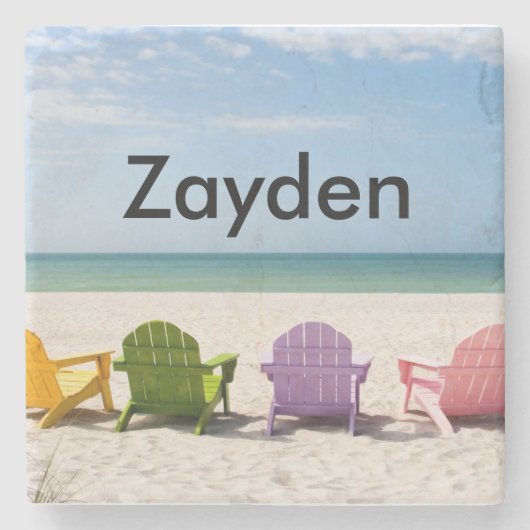 Dessous-de-verre En Pierre Dessous de verre tropicaux de plage customisés (Devant)