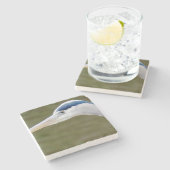 Dessous-de-verre En Pierre Détail bleu de héron (Côté)