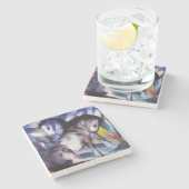 Dessous-de-verre En Pierre Deux chevaux (par Franz Marc) (Côté)