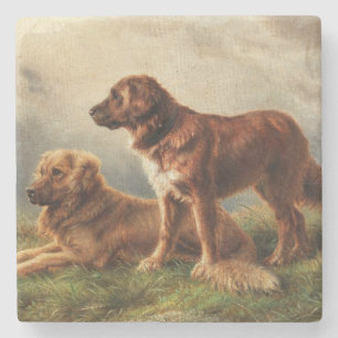 Dessous-de-verre En Pierre Deux chiens vigilants
