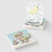 Dessous-de-verre En Pierre Dinosaure sucre de canne de Noël mignon (Côté)