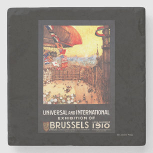 Dessous-de-verre En Pierre Dirigeable de Lebaudy avec des drapeaux du monde à