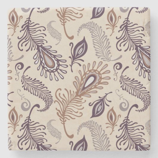 Dessous-de-verre En Pierre Divers motif de plume (Devant)