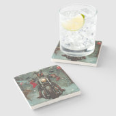 Dessous-de-verre En Pierre Doberman Chien équitation Moto Noël (Côté)