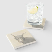 Dessous-de-verre En Pierre Doberman Pinscher Peinture - Art Chien original (Côté)