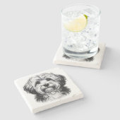 Dessous-de-verre En Pierre Dog Drawing (Côté)