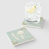 Dessous-de-verre En Pierre Dollar de sable bleu rustique (Côté)