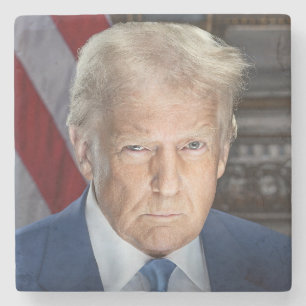 Dessous-de-verre En Pierre Donald Trump 2025 Portrait du président américain