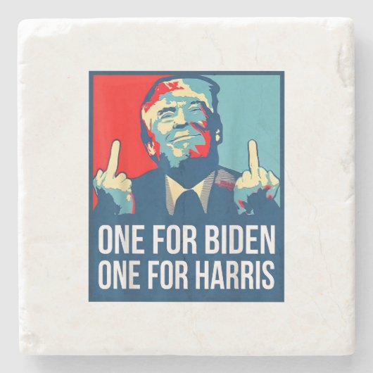 Dessous-de-verre En Pierre Donald Trump Middle Finger Biden Harris America Re (Devant)