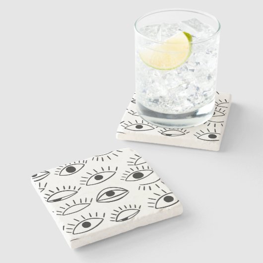 Dessous-de-verre En Pierre Doodle eye, motif créatif sans couture. (Côté)