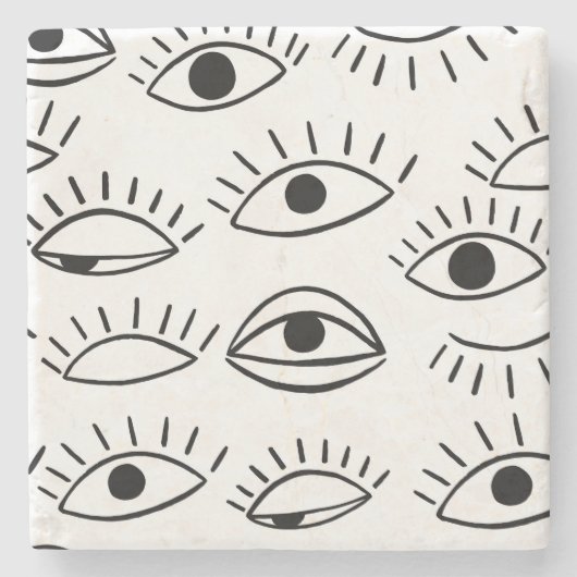 Dessous-de-verre En Pierre Doodle eye, motif créatif sans couture. (Devant)