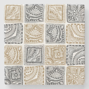 Dessous-de-verre En Pierre Doodle géométrique, motif abstrait vintage.