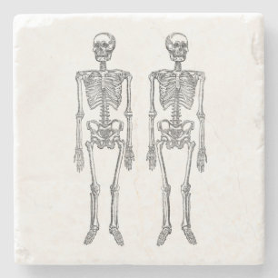 Dessous-de-verre En Pierre Double squelettes humains noir