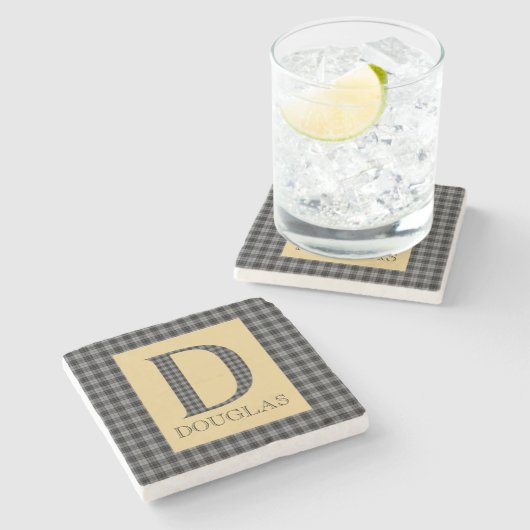 Dessous-de-verre En Pierre Douglas Tartan Monogram D (Côté)