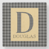 Dessous-de-verre En Pierre Douglas Tartan Monogramme D (Devant)