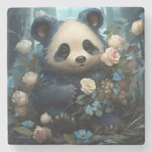 Dessous-de-verre En Pierre Doux Ours De Panda Chez Les Roses De La Jungle