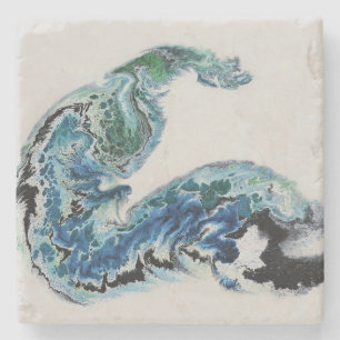 Dessous-de-verre En Pierre “Dragon dans les vagues – Pierre d'énergie océaniq