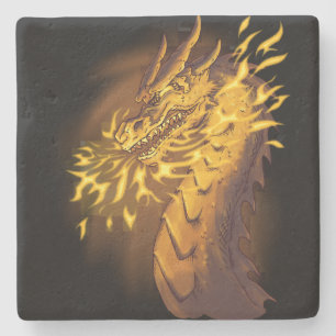 Dessous-de-verre En Pierre Dragon de Feu Doré