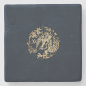 Dessous-de-verre En Pierre Dragon d'or (Devant)