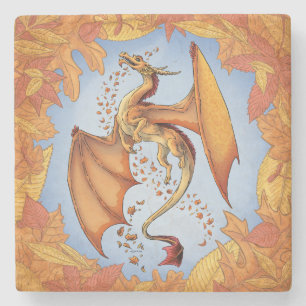 Dessous-de-verre En Pierre Dragon orange d'art d'imaginaire de nature