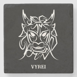 Dessous-de-verre En Pierre Dragon tribal noir et blanc