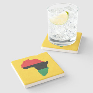 Dessous-de-verre En Pierre Drapeau Afrique rouge, noire et verte
