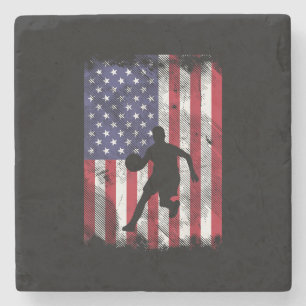 Dessous-de-verre En Pierre Drapeau américain Basketball Vintage Patriotique B