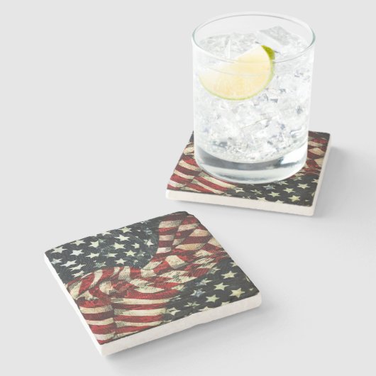 Dessous-de-verre En Pierre Drapeau américain-Camouflage par Shirley Taylor (Côté)