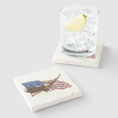 Dessous-de-verre En Pierre Drapeau américain et Eagle (Côté)