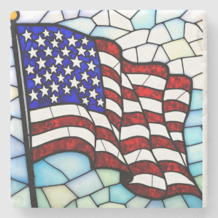 Dessous-de-verre En Pierre Drapeau américain Mosaïque en verre Patriote