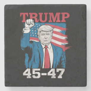 Dessous-de-verre En Pierre Drapeau américain Trump 45 47 Vintage Rétro USA