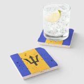 Dessous-de-verre En Pierre Drapeau Barbade (Côté)