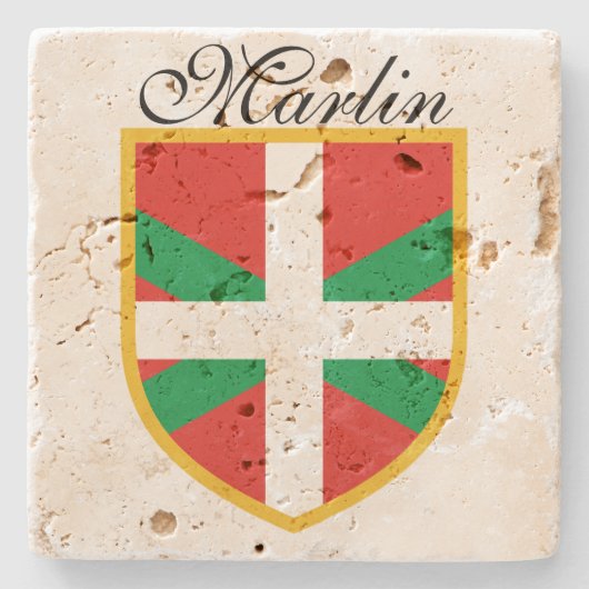 Dessous-de-verre En Pierre Drapeau Basque (Devant)