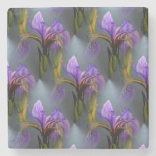 Dessous-de-verre En Pierre Drapeau bleu Iris Fleur Nature Motif d'art