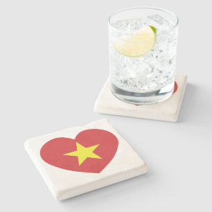 Dessous-de-verre En Pierre Drapeau cardiaque du Vietnam