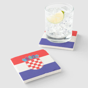 Dessous-de-verre En Pierre Drapeau Croate Classique Cadeau d'Héritage Croate
