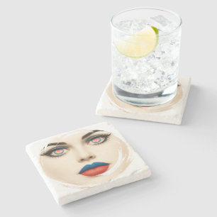 Dessous-de-verre En Pierre Drapeau croate sur un visage – Portrait Pop Art ye