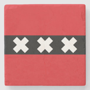 Dessous-de-verre En Pierre Drapeau d'Amsterdam, Pays-Bas