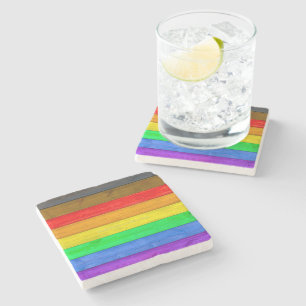 Dessous-de-verre En Pierre Drapeau de fierté gay inclusif SlipperyJoe's à tex