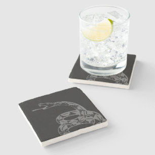 Dessous-de-verre En Pierre Drapeau de Gadsden Ne Marchez pas sur Moi Gris