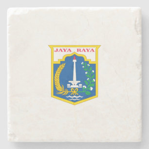 Dessous-de-verre En Pierre Drapeau de Jakarta (capitale indonésienne)