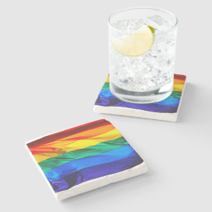 Dessous-de-verre En Pierre Drapeau de la fierté gay de SlipperyJoe's flottant