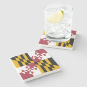 Dessous-de-verre En Pierre Drapeau de l'État du Maryland (Côté)