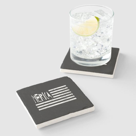 Dessous-de-verre En Pierre Drapeau de Merica (Côté)