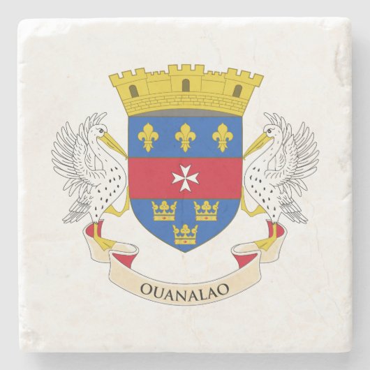 Dessous-de-verre En Pierre Drapeau de Saint-Barthélemy (Devant)