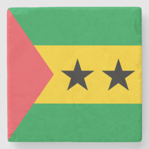 Dessous-de-verre En Pierre Drapeau de Sao Tomé-et-Principe